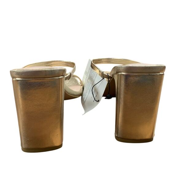 New The Drop Womens Size 11 Shiny Gold Open Toe 3.75" Heel Slide On Sandal Shoes - Picture 5 of 7